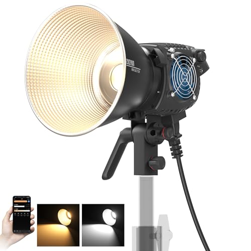 ZHIYUN MOLUS B100[Official] Video Licht 100W, COB LED Videoleuchte mit Bowens Mount, Bi-Color Studiolicht mit 20600LUX/1m/ 2700K-6500K/ CRI ≥96/ TLCI ≥96/ APP Steuerung, 13 Lichteffekte, Dauerlicht von ZHIYUN