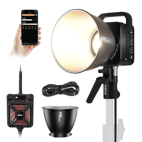 ZHIYUN Molus G300 [Official] Videolicht 300W, COB LED Videoleuchte mit Bowens Mount, Bi-Color Streaming Licht mit 60900 Lux/ 2700~6500K/ CRI≥95/ TLCI≥97/ APP Control, Ultraleise Video/Foto Licht von ZHIYUN