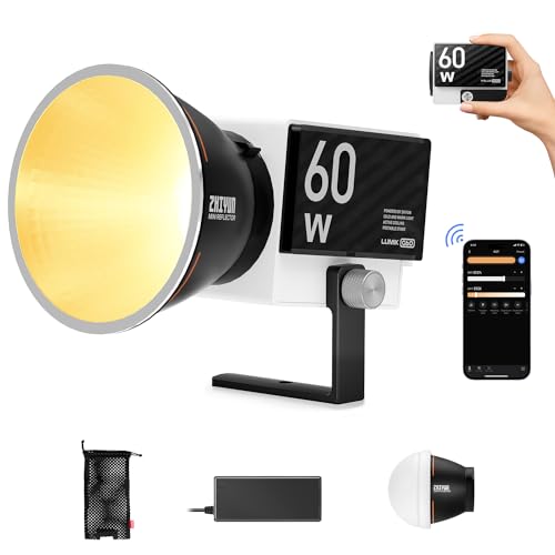 ZHIYUN Molus G60 [Official] Videoleuchte 60W, COB LED Videolicht Tragbar, Bi-Color Streaming Licht mit 11194 Lux/ 2700~6500K/ CRI≥96/ TLCI≥97/ Bluetooth, Video/Foto Licht für YouTube TikTok von ZHIYUN