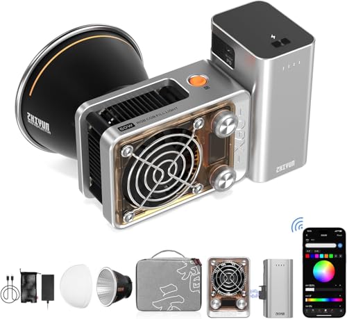 ZHIYUN RGB Videolicht Molus X60 RGB Combo [Official] 60W mit 2550mAh Akku, COB LED Videoleuchte, Video/Foto Kamera Licht mit 2010 Lux/ 2700~6500K/ CRI 95/ TLCI 98/ Bluetooth/ 15 Effekte, 319g von ZHIYUN