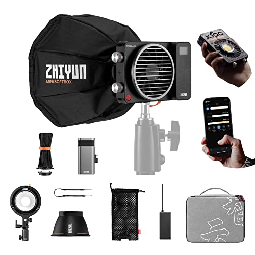 Zhiyun Molus X100 Pro Led Video Licht,100w 2700K~6500K Studio Beleuchtung mit Bluetooth Mesh App Steuerung und Handgriff Batterie für YouTube Live Streaming, Outdoor Video Dreharbeiten von ZHIYUN