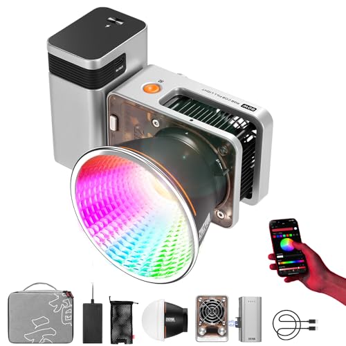 Zhiyun Molus X60 RGB Combo 60W COB-Videoleuchte, 319g Tragbare LED-Leuchte, 2700K-6500K CRI 95 TLCI 98 mit abnehmbarem Griff Akku,Unterstützung von APP Control und PD Charge von ZHIYUN