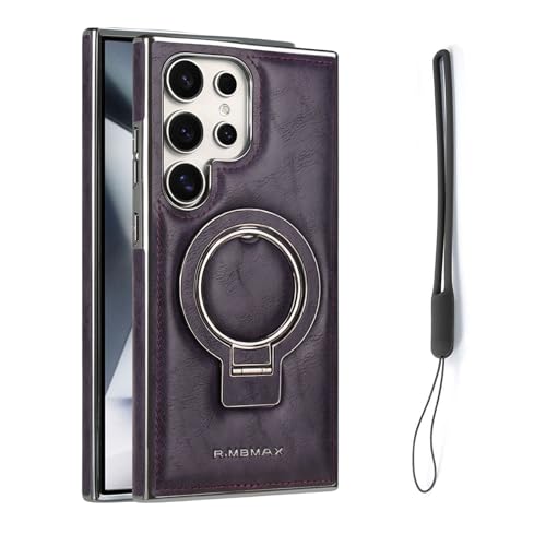Sentiment Value Leather Phone Case, Sentimentvalue for Samsung Galaxy Business Magnetic Anti-Fall Bracket Protective Case, Luxurious Leather Magnetic Case with Invisible Stand (S24 Ultra,Purple) von ZHKVAG