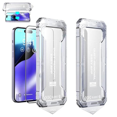ZHKVAG SmoothShield 2 Packs – Tempered Glass Screen Protector with Anti-Scratch Anti-Fingerprint Privacy & Auto Dust-Free Install, Strong 9H Tempered Glass, Easy Installation (HD*2,14 Plus) von ZHKVAG