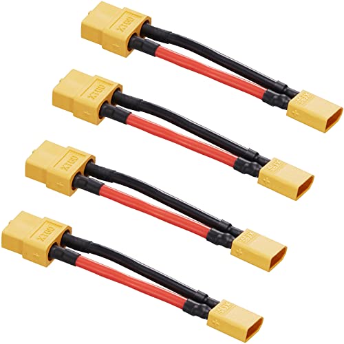 ZHOFONET XT30 Männlich auf XT60 Buchse Steckverbinder Adapter,5 Stück XT-30 zu XT-60 RC Stecker mit 14awg 5cm Draht für RC Drohne LiPo Akku von ZHOFONET