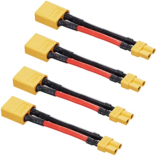 ZHOFONET XT60 Männlich auf XT30 Buchse Steckverbinder Adapter,5 Stück XT-30 zu XT-60 RC Stecker mit 14awg 5cm Draht für RC Drohne LiPo Akku von ZHOFONET