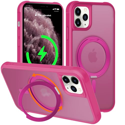 ZHOGTNEG 360° magnetischer Drehring für iPhone 12 Pro Hülle, eingebauter Metallständer und Ringhalter, Magsafe-kompatibel, militärischer Schutz, stoßfest - Rose Pink von ZHOGTNEG