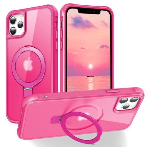 ZHOGTNEG Schutzhülle für iPhone 12 Pro, integrierter Metallständer und Ringhalter, Magsafe-kompatibel, militärischer Schutz, stoßfest, für Damen und Herren 6.1 - Rose Pink von ZHOGTNEG
