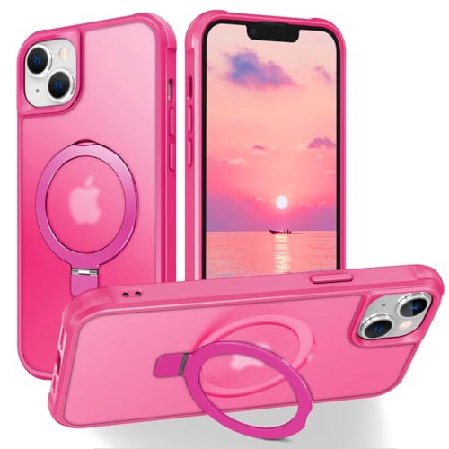 ZHOGTNEG Schutzhülle für iPhone 13, integrierter Metallständer und Ringhalter, Magsafe-kompatibel, militärischer Schutz, stoßfest, für Damen und Herren 6.1 - Pose Pink von ZHOGTNEG