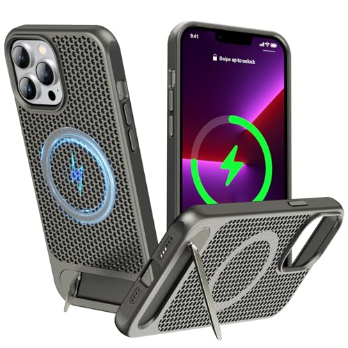 ZHOGTNEG Schutzhülle für iPhone 13 Pro Max, magnetisch, für MagSafe, Coolingf Fallschutz, verstellbarer Ständer, kühles mattes Material, Grau ZHOGTNEG Schutzhülle für iPhone 13 Pro Max, magnetisch, für MagSafe, Coolingf Fallschutz, verstellbarer Ständer, kühles mattes Material, Grau von ZHOGTNEG
