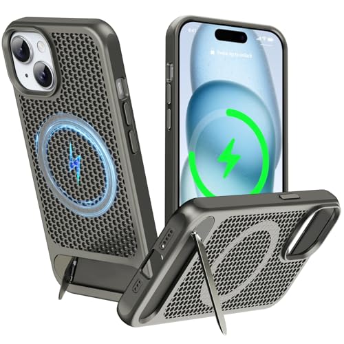 ZHOGTNEG Schutzhülle für iPhone 14 Pro, magnetisch, für MagSafe, Coolingf Fallschutz, verstellbarer Ständer, kühles mattes Material, Grau ZHOGTNEG Schutzhülle für iPhone 14 Pro, magnetisch, für MagSafe, Coolingf Fallschutz, verstellbarer Ständer, kühles mattes Material, Grau von ZHOGTNEG
