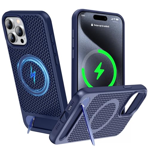 ZHOGTNEG Schutzhülle für iPhone 14 Pro Max, magnetisch, für MagSafe, Coolingf Fallschutz, verstellbarer Ständer, kühles mattes Material, Blau ZHOGTNEG Schutzhülle für iPhone 14 Pro Max, magnetisch, für MagSafe, Coolingf Fallschutz, verstellbarer Ständer, kühles mattes Material, Blau von ZHOGTNEG