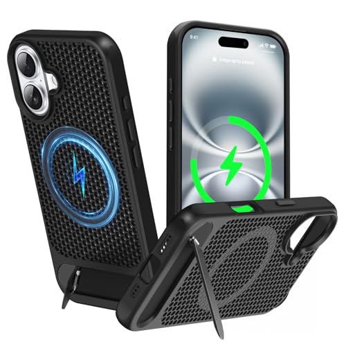 ZHOGTNEG Schutzhülle für iPhone 16, magnetisch, für MagSafe, Coolingf Fallschutz, verstellbarer Ständer, kühles mattes Material, Schwarz ZHOGTNEG Schutzhülle für iPhone 16, magnetisch, für MagSafe, Coolingf Fallschutz, verstellbarer Ständer, kühles mattes Material, Schwarz von ZHOGTNEG