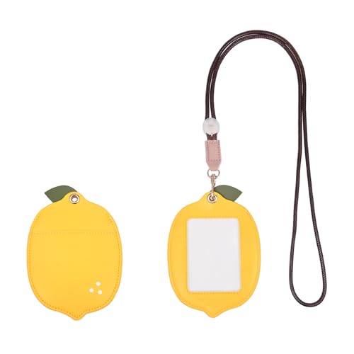 Kreative Ausweishülle mit Lanyard Ausweiskarte Schutzhülle Kartenhalter Ausweishalter Zitrone,für Damen und Herren, Kinder,Lehrer, Doktor, Student, 1 Stück von ZHONG AN