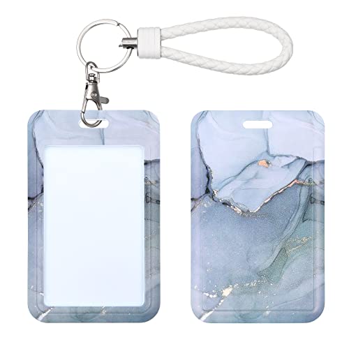 Speziell Ausweishüllen Ausweiskarte Schutzhülle Kartenhalter Ausweishalter mit Schlüsselring, 1 Stück (Blau Marmor) von ZHONG AN