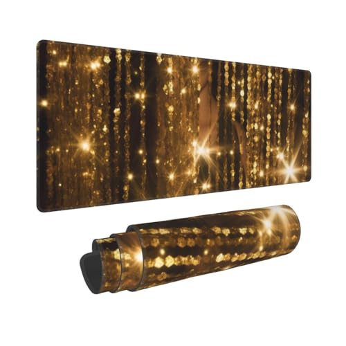 Goldene Pailletten-Schreibtischunterlage, großes Mauspad, Gummi-Tastatur-Mauspad, weich, langlebig, rutschfest, für Büro- und Heimspiele, 30 x 80 cm Goldene Pailletten-Schreibtischunterlage, großes Mauspad, Gummi-Tastatur-Mauspad, weich, langlebig, rutschfest, für Büro- und Heimspiele, 30 x 80 cm von ZHONGSK