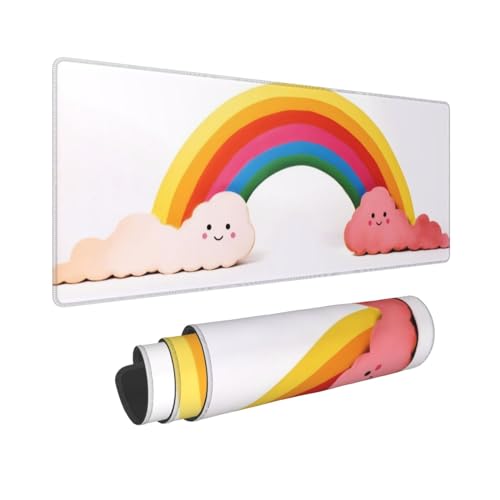 Kleine Regenbogen-/Schreibtischunterlage, großes Mauspad, Gummi-Tastatur-Mauspad, weich, langlebig, rutschfest, für Büro- und Heimspiele, 30 x 80 cm Kleine Regenbogen-/Schreibtischunterlage, großes Mauspad, Gummi-Tastatur-Mauspad, weich, langlebig, rutschfest, für Büro- und Heimspiele, 30 x 80 cm von ZHONGSK
