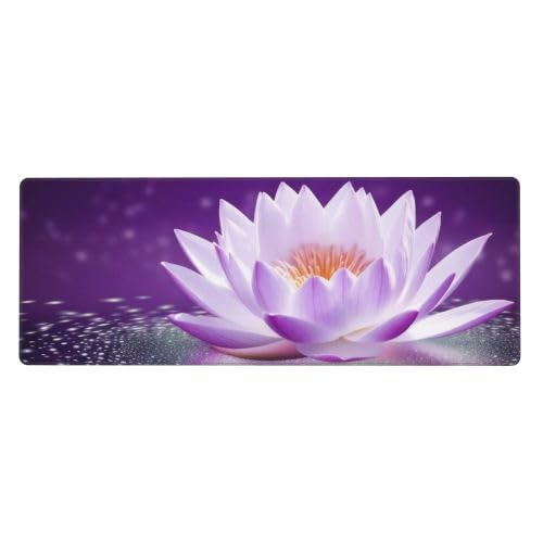 Lotusblumen-Schreibtischunterlage, großes Mauspad, Gummi, Tastatur-Mauspad, weich, langlebig, rutschfest, für Büro- und Heimspiele, 30 x 80 cm, Violett Lotusblumen-Schreibtischunterlage, großes Mauspad, Gummi, Tastatur-Mauspad, weich, langlebig, rutschfest, für Büro- und Heimspiele, 30 x 80 cm, Violett von ZHONGSK
