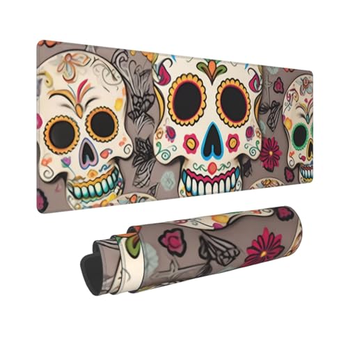 Mexikanischer Totenkopf/Schreibtischunterlage, großes Mauspad, Gummi-Tastatur-Mauspad, weich, langlebig, rutschfest, für Büro- und Heimspiele, 30 x 80 cm Mexikanischer Totenkopf/Schreibtischunterlage, großes Mauspad, Gummi-Tastatur-Mauspad, weich, langlebig, rutschfest, für Büro- und Heimspiele, 30 x 80 cm von ZHONGSK