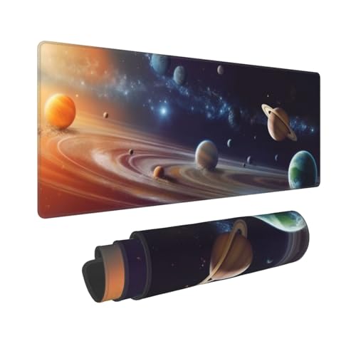 Planet Space System/Schreibtischunterlage, großes Mauspad, Gummi-Tastatur-Mauspad, weich, langlebig, rutschfest, für Büro- und Heimspiele, 30 x 80 cm Planet Space System/Schreibtischunterlage, großes Mauspad, Gummi-Tastatur-Mauspad, weich, langlebig, rutschfest, für Büro- und Heimspiele, 30 x 80 cm von ZHONGSK