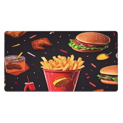 Schreibtischunterlage, extra großes Computer-Tastatur-Mauspad – Hühnerbein Burger-Getränk – Büro-Tischmatte, rutschfeste Gummiunterseite, Gaming-Mauspad, Schreibtischschutzmatte, 40 x 75 cm von ZHONGSK