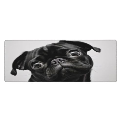 Schreibtischunterlage mit niedlichem Mops-Motiv, groß, Gummi, weich, langlebig, rutschfest, für Büro- und Heimspiele, 30 x 80 cm Schreibtischunterlage mit niedlichem Mops-Motiv, groß, Gummi, weich, langlebig, rutschfest, für Büro- und Heimspiele, 30 x 80 cm von ZHONGSK