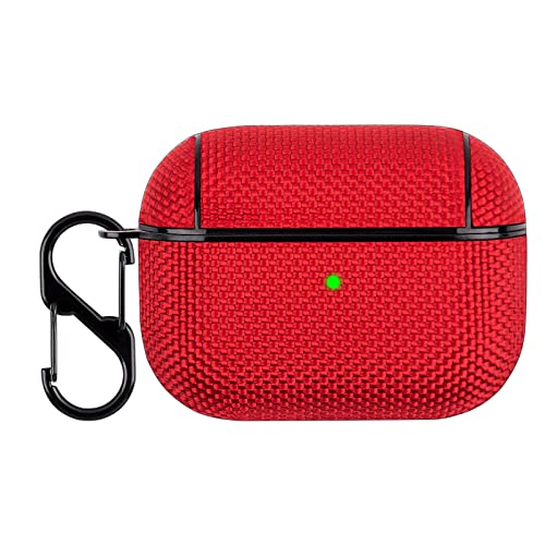 ZHOUDSAEIFD Hülle für AirPods Pro, hochwertige stoßfeste Schutzhülle aus gewebtem Stoff mit Schlüsselanhänger für Apple-Ohrhörer - Rot von ZHOUDSAEIFD
