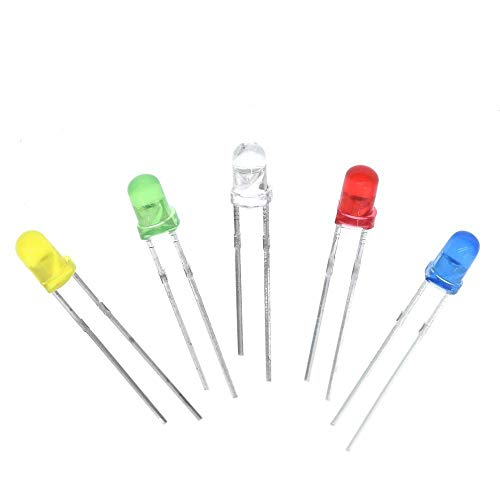 ZHOUYUFAN 5 Farben x 10 Stück = 50 Stück/1 Farbe = 100 Stück F3 3 mm LED-Diodenleuchten, sortiertes Set, grün, blau, weiß, gelb, rot, Komponenten, DIY-Kit (Farbe: grün, Größe: 10). von ZHOUYUFAN