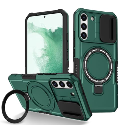 ZHOZEXIN Handyhülle für Samsung Galaxy S22Plus 6,6 Zoll Ringhalter Schiebefenster Magnetischer Fallschutz, stoßfeste Schutzhülle Handyhülle für Samsung Galaxy S22Plus (Grün) von ZHOZEXIN