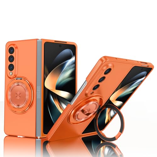 ZHOZEXIN Kompatibel mit Samsung Galaxy Z Fold 4, magnetischer Standringhalter Stoßfeste schlanke Handyhülle Schutzhülle, Handyhülle für Samsung Galaxy Z Fold 4 5G (Orange) von ZHOZEXIN