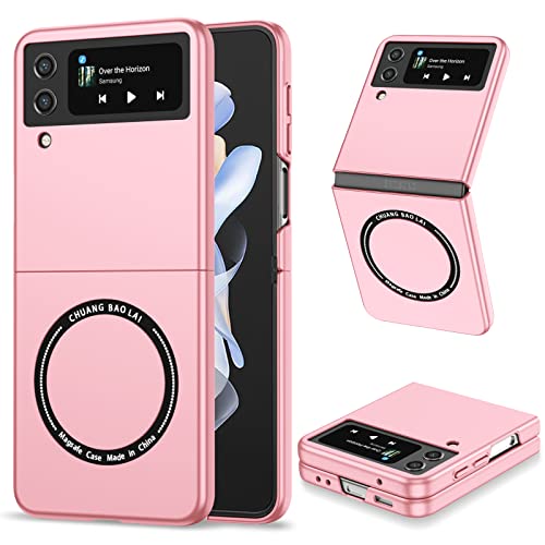 ZHOZEXIN Magnetische Handyhülle für Samsung Galaxy Z Flip 4, kompatibel mit Magsafe, Faltbare schlanke dünne Handyhülle stoßfester Abdeckungsschutz für Samsung Galaxy Z Flip4 (Rosa) von ZHOZEXIN