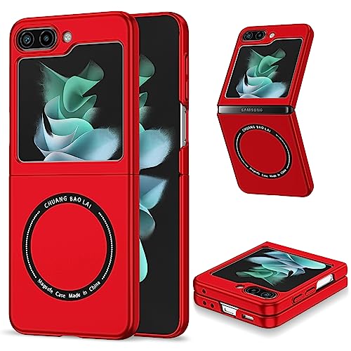 ZHOZEXIN Magnetischer Telefonkasten für Samsung Galaxy Z Flip 5, faltender dünner dünner Telefonkasten stoßfester Abdeckungsschutz für Samsung Galaxy Z Flip5 (Rot) von ZHOZEXIN