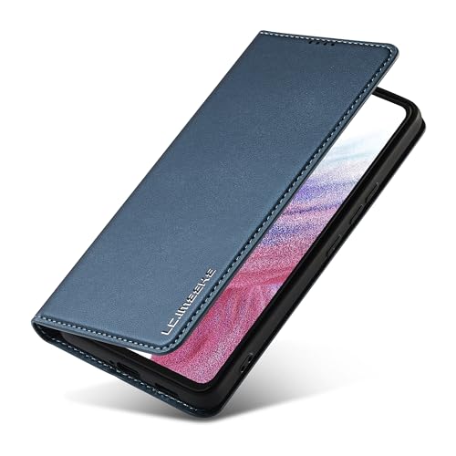 ZHOZEXIN Wallet Case für Samsung Galaxy A53 5G, PU Leder Magnetverschluss, Flip Cover mit Kartenhalter, Kickstand stoßfestes Schutzcover für Samsung A53 (Blau) von ZHOZEXIN