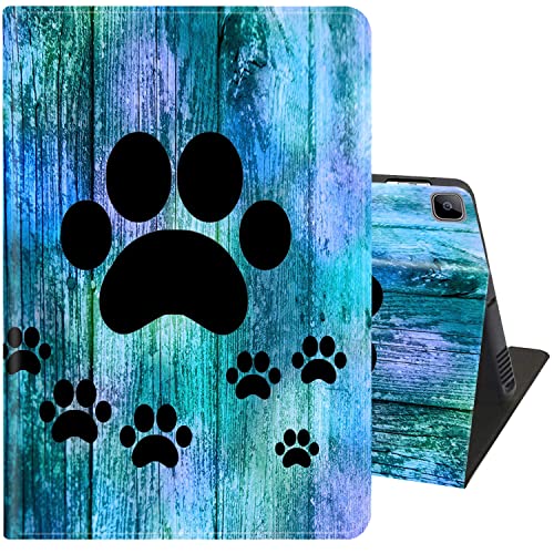 Samsung Galaxy Tab A7 Lite 2021 Slim Case with Adjustable Stand Cover with Auto Wake/Sleep Smart Cover for Samsung Tab A7 Lite 8.7 inch (SM-T220/T225/T227) - Antique Blue Wood Grain Dog Paw von ZHUHEHEAH