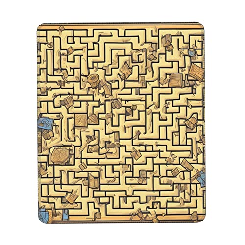 ZHUOYA Quadratisches Mauspad mit Schatzlabyrinth-Motiv, rutschfeste Gummiunterseite, Präzisions-Verriegelungskante, Computer-Mauspad, 17,8 x 21,6 cm von ZHUOYA