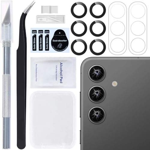 ZHUROUPU 2 Sets für Galaxy S24 Rückkameraobjektiv Ersatzglas mit Kleber vorinstalliert kompatibel für Samsung Galaxy S24 6.2 Zoll SM-S921B SM-S921U (Schwarz) von ZHUROUPU