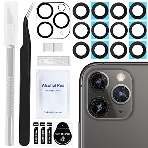 ZHUROUPU 2er-Pack Ersatzglaslinse für die hintere Kamera für iPhone 11 Pro Max Kameraglaslinse mit rückseitigem Kleber, Reparaturwerkzeugsatz, Kameraglaslinsenschutz von ZHUROUPU