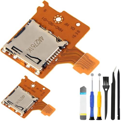 ZHUROUPU 2pcs Micro SD TF-Kartenschlitz-Ersatz-Reparaturteil für Nintendo Switch, Socket Reader Board Memory Card Slot für NS HAC-SD-01-Konsole inkl. Eröffnungswerkzeug Kit von ZHUROUPU