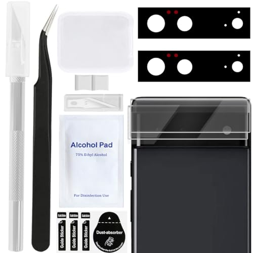 ZHUROUPU 2pcs Rückfahrkamera Glaslinsenabdeckung Ersatz für Google Pixel 6 6.4 “mit vorinstalliertem Klebstoff- und Professional Reparaturkit (6, 4 Zoll/schwarz) von ZHUROUPU