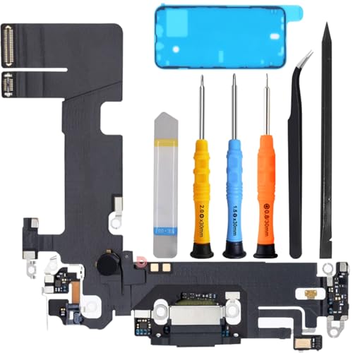 ZHUROUPU Dock Connector für iPhone 13 6.1“ 2021 Ladeanschluss Flexkabel, USB Ladeanschluss/Audioanschluss/Mikrofon Ersatz für iPhone 13 A2633 A2482 A2631 A2634 A2635 mit Reparaturwerkzeug (Schwarz) von ZHUROUPU