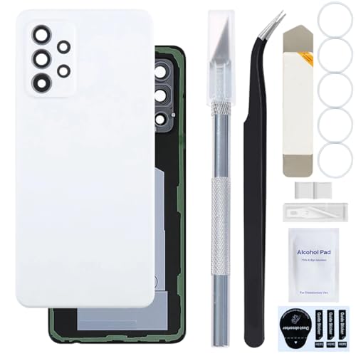 ZHUROUPU Rückwand Ersatz für Samsung Galaxy A52 5G A526B/DS A526U, Rückwärtige Akkufachabdeckung für Samsung Galaxy A52 5G mit vorinstalliertem Kameralen, vorinstalliertes Klebeband (Weiß) von ZHUROUPU