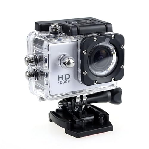ZHUTA Action Kamera 1080P HD 2.0 Zoll Bildschirm Unterwasserkamera,3MP wasserdichte Sports Kamera mit Zubehör Kits,für Schwimmen Tauchen Fahrrad Motorrad usw(Weiß) von ZHUTA