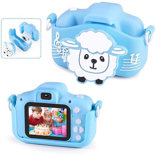 ZHUTA Kinderkamera,Cartoon Kinder Digitalkamera mit Silikonhülle,20-Megapixel-Doppelobjektiv,1080P HD 2,0 Zoll Bildschirm,Weihnachten Neujahr für Jungen Mädchen Spielzeugkamera,Blue von ZHUTA