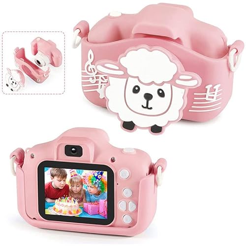 ZHUTA Kinderkamera,Cartoon Kinder Digitalkamera mit Silikonhülle,20-Megapixel-Doppelobjektiv,1080P HD 2,0 Zoll Bildschirm Kinder Digitalkamera,3-12 Jahre Spielzeug für Spielzeugkamera,pink von ZHUTA