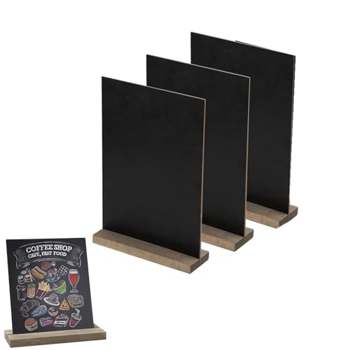 Mini Tafel Kreidetafel Aufsteller,3Stück Kreidetafeln aus Holz kleine Mini-Tafel zum Schreiben Doppelseitige Kreidetafel Klein Mini Tafel zum Beschriften Tisch Schilder für Bar Party Event Hochzeit von ZHjuju