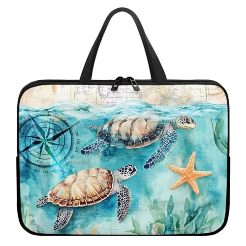 ZIATUBLES Laptoptasche mit Retro-Seestern-Schildkröten-Druck, 25,4-43,2 cm, wasserdicht, Laptop-Tasche mit Griff, für Damen und Herren, Tablet-Schutzhülle, Aktentasche mit Reißverschluss, für Studium ZIATUBLES Laptoptasche mit Retro-Seestern-Schildkröten-Druck, 25,4-43,2 cm, wasserdicht, Laptop-Tasche mit Griff, für Damen und Herren, Tablet-Schutzhülle, Aktentasche mit Reißverschluss, für Studium von ZIATUBLES