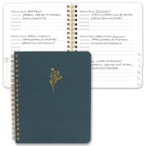 Schönes Passwortbuch mit alphabetischen Registern – perfekter Passworthalter im Taschenformat für Senioren von ZICOTO