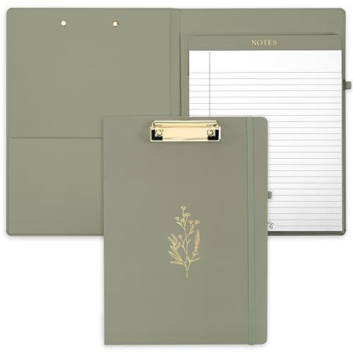 Schönes metallisches A4-Klemmbrett – professionelles Padfolio mit flachem Profil-Clip, nachfüllbarer, linierter Notizblock, Stiftschlaufe und Innentasche für die Arbeit von ZICOTO