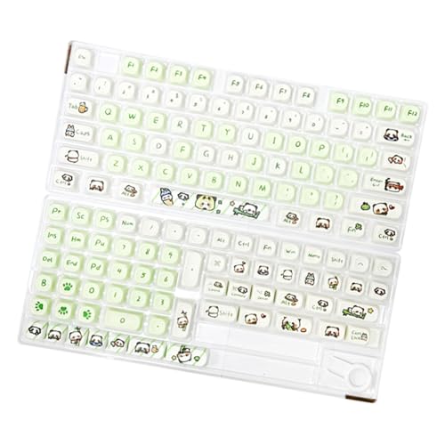 ZIDDAR Tastenkappen Milchiges Grünes Panda Thema 137 Tasten Anpassbar 10 Mm Höhe Set Für Mechanische Tastaturen Schalter Tastenkappen Set von ZIDDAR