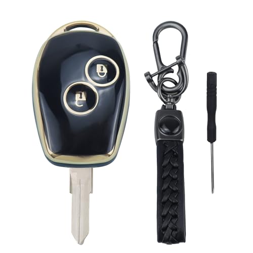 2 Tasten Autoschlüssel Hülle Schwarz Kompatibel mit Renault Clio Kangoo Megane Laguna Modus Dacia Twingo Kangoo Schlüssel Schlüsselhülle Silikon Schlüsselschutz Schlüsselcover mit Schlüsselanhänger von ZIGefofo